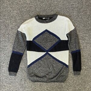 Anthropologie Black and White Crewneck Sweater